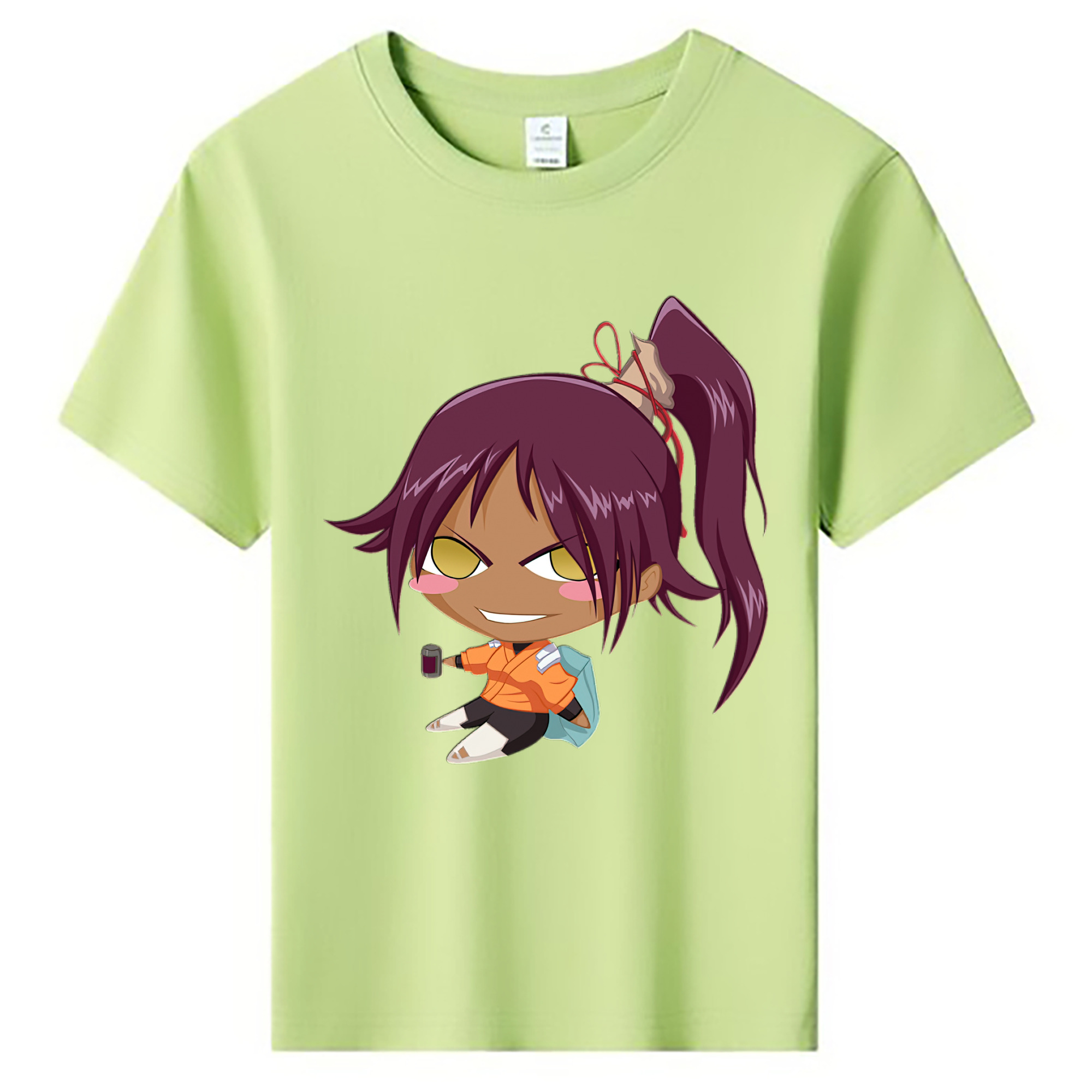 （画像用） ブリーチ 四楓院 夜一（しほういん よるいち） BLEACH Shihouin Yoruichi 綿100％キッズTシャツ（フロントプリント）